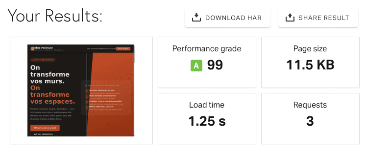 Performance Pegase — Métriques de chargement